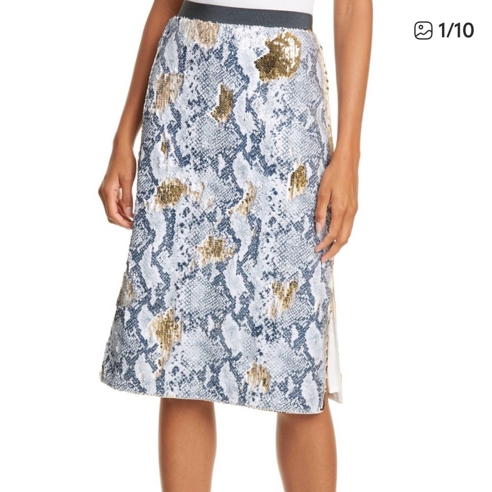 Ted Baker Sequin Snakeskin Print Midi Skirt, US size 6/Ted size 2